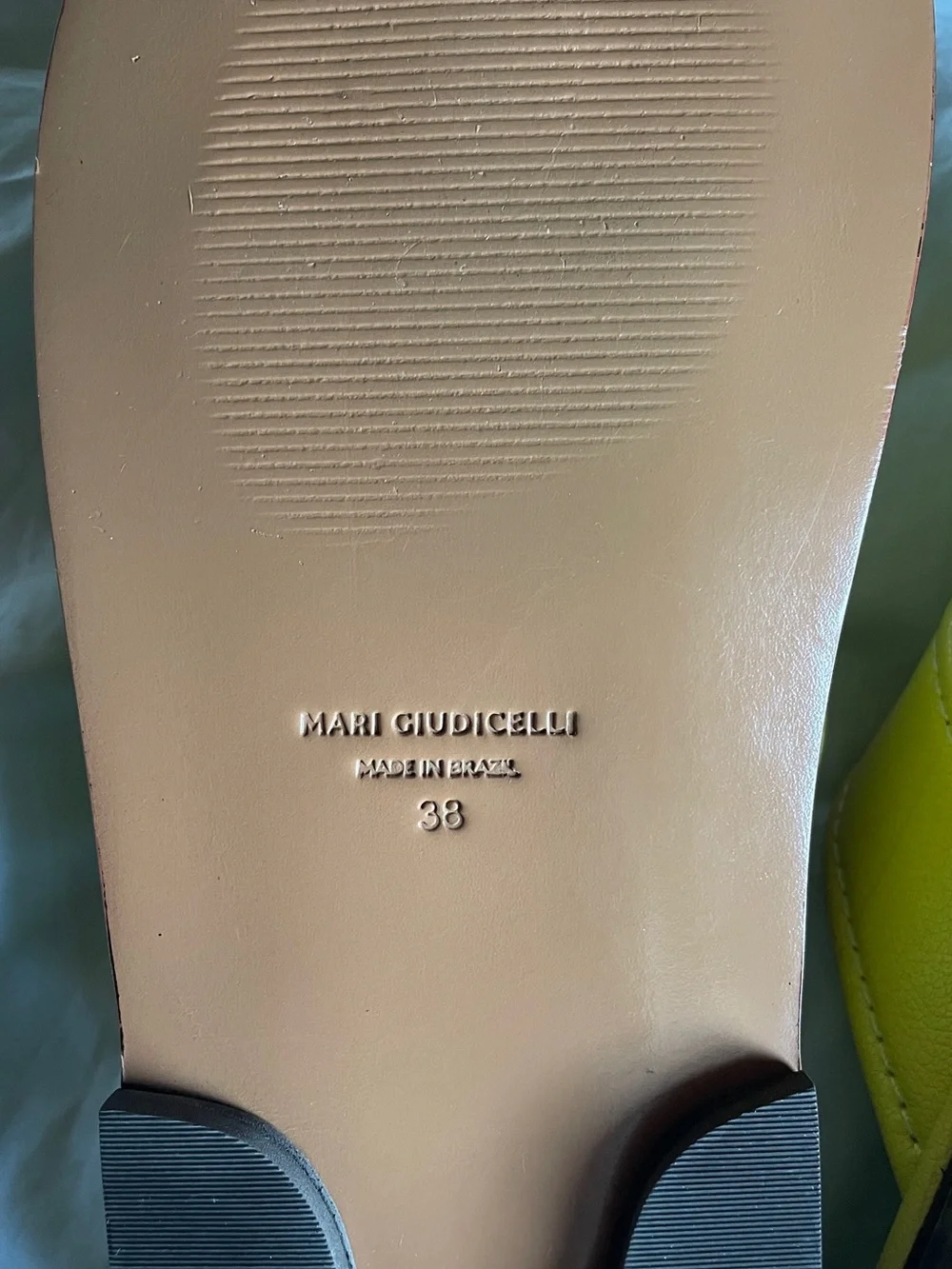MARI GIUDICELLI Yellow Cross-Strap Slide Sandals